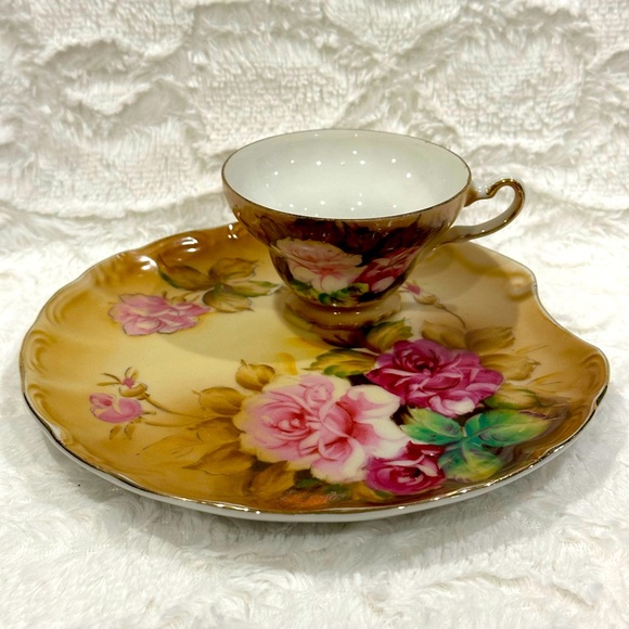 Antique Kalk Germany Porcelain Tea Cups And Saucers Set Of 2 - Picture 1 of 10